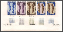 93037b Polynesie N°55 Arts Des Marquises Echasse Stilts Essai Proof Non Dentelé Imperf ** MNH Bande De 5 Strip - Ongebruikt