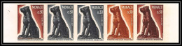94211e MONACO N°722 Chien De L'ancienne Egypte Egypt Le Louvre Dog Essai Proof Non Dentelé ** MNH Bande 5 Strip - Hunde