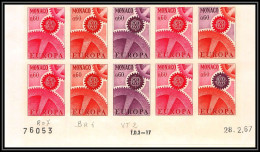 94209 MONACO N°730 EUROPA 1967 Essai Proof Non Dentelé ** MNH Imperf Bloc 10 Coin Daté - Neufs