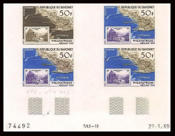 93925a Dahomey PA N°98 Philexafrique Cotonou Abidjan 1969 Essai Proof Non Dentelé Imperf ** MNH Bloc 4 Coin Daté - Benin - Dahomey (1960-...)