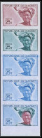 93913c Dahomey N°184 Jeune Fille Young Woman 1963 Essai Proof Non Dentelé Imperf ** MNH Bande De 5 - Benin - Dahomey (1960-...)