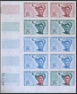 93913b Dahomey N°184 Jeune Fille Young Woman 1963 Essai Proof Non Dentelé Imperf ** MNH Bloc De 10 Coin Daté - Benin - Dahomey (1960-...)