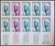 93912b Dahomey N°180 Seigneur Bariba De Nikki 1963 Essai Proof Non Dentelé Imperf ** MNH Bloc De 10 Coin Daté - Benin - Dahomey (1960-...)