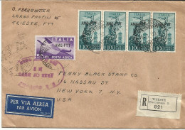 Trieste A - Lire 100 "Campidoglio"+ Complementaresu Busta Racc. Per New York - Ungebraucht