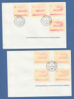 Hongkong, FRAMA-ATM 1988 Drache Beide Aut-Nr. 01 Und 02 Je Satz 4 Werte Auf FDC - Sonstige & Ohne Zuordnung