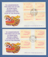 Hongkong, FRAMA-ATM 1988 Drache Aut-Nr. 01 Und 02 Je Satz 4 Werte Auf FDC - Sonstige & Ohne Zuordnung