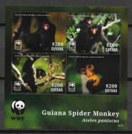Guyana 2014 MiNr. 8816 - 8819 Red-faced Spider Monkey (Ateles Paniscus)  WWF S\sh ! MNH** - Ongebruikt