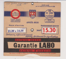 Disque De Contrôle De Stationnement, Publicité DISQUE De STATIONNEMENT Garantie LABO - Pubblicitari