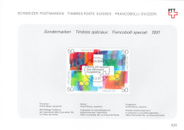 Suisse Poste Obl Yv:1368/1371 7.Centenaire De La Confédération Helvétique Bern 22-2-91 Feuillet PTT Fdc - FDC