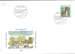 Suisse Poste Obl Yv:1342 Mi:1414 Le Chat Bern 6-3-90 Fdc - FDC