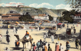 A006 India Street Scene In Jeypore Camel Transporting Man Carts Vintage Postcard - Indien