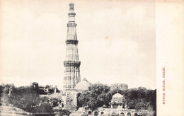 A007 India Kutab Minar Delhi Column Vintage Postcard - Indien