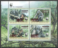 Nw0753 ! Red Overprint 2019 Central Africa Wwf Monkeys #8937-8940 Kb Mnh - Ongebruikt