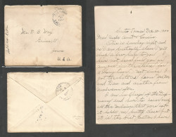 Philippines. 1900 (30 Dec) Soldiers Letter. Santo Tomás - USA, Iowa, Grinnell (2 March 1901) Posted At Calamba, Laguna, - Philippines
