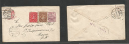 Mexico - Stationery. 1899 (19 July) Toluca - DF, 10c Lilac SPM Stat Env. Mulitas Issue + 2 Adtls On Registered Usage, Ti - Messico