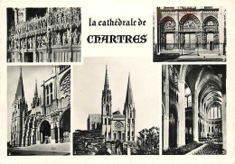 28 - Chartres - La Cathédrale - Multivues - Mention Photographie Véritable - Carte Dentelée - CPSM Grand Format - Voir S - Chartres