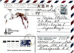 URSS - 1980 ALMA ATA Giochi Olimpici Olympic Games Moscow Raccomandata Su Busta ATLETICA Salto Con L'asta - 9895 - Briefe U. Dokumente