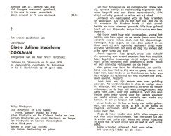 Gisèle Juliane Madeleine Coolman (1929-1986) - Devotion Images