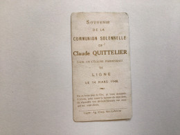 Ancien Faire-part De Communion (1948) Ligne Claude QUITTELIER - Communion