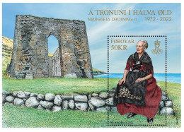 Faroe Islands 2022 - Mint Souvenir Sheet 50 Years Queen Margaret II On The Throne - Färöer Inseln