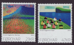 Faroe Islands 2023 - Mint Complete Set 2 Stamps - Paintings Of Seaside Villages By Arnold Vegghamar - Färöer Inseln