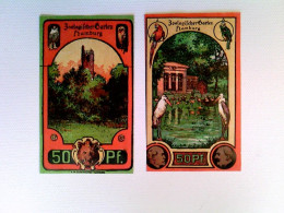 Banknoten, Notgeld, Hamburg, Zoologischer Garten, 2x 50 Pfennig, 1922, Konvolut - Other & Unclassified