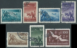 1949 TRIESTE B POSTA AEREA USATO 7 VALORI CON IL 2 L D. 12 X 11 1/2 - RA24-2 - Luftpost