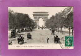 Delcampe - 75 PARIS L'Arc De Triomphe Et Les Champs Elysées  Attelage LL. - Triumphbogen