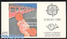 Greece 1988 Europa Booklet, Mint NH, History - Transport - Europa (cept) - Stamp Booklets - Railways - Markenheftchen