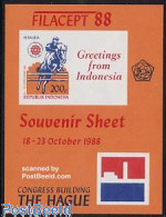 Indonesia 1988 Filacept S/s Imperforated, Mint NH, Nature - Sport - Horses - Sport (other And Mixed) - Philately - Indonesia