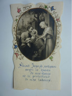Image Religieuse Ancienne Saint Joseph Devrait Avoir été Faite Main Avec Son Image Collée Sur Le Support - Devotion Images