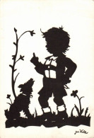 Delcampe - I3832 - Jo Valler Künstlerkarte Nach Scherenschnitt  - Hoffnung - Hnund Dog - Scherenschnitt - Silhouette