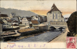 CPA Appenzell Stadt Kanton Innerrhoden, Stadtansicht Mit Kirche, Fluss, Häusern, Berge Im Hintergr - Sonstige & Ohne Zuordnung