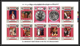 Yemen Royaume (kingdom) - 4152 N°668/677 B Pape Pope Paul 6 Jerusalem Timbres OR Gold Stamps ** Mnh Non Dentelé Imperf - Popes