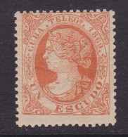 Cuba Telégrafos 1869 - Isabel II 1 E. Naranja Sello Nuevo Sin Fijasellos Edifil Nº 6** - MNH - - Kuba (1874-1898)
