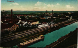** T3/T4 Temesvár, Timisoara; Béga Part, Uszály, Gyárak / Riverside, Barge, Factories (vágott / Cut) - Unclassified