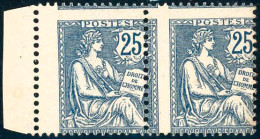 ** N°127 25c Bleu, Paire Exceptionnel Décalage Latéral De La Dentelure, Rare - TB - Other & Unclassified