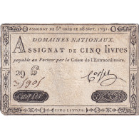 France, 5 Livres, 1791, 29G35905, TB+, KM:A49, Lafaurie:144 - Assignats