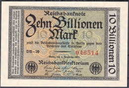 10 Bio. Mark 1.11.1923. KN. 6-stellig, Wz. Hakensterne, FZ: DK. I. Rosenberg 129. Grabowski. DEU-160b. Pick 132. - Other & Unclassified