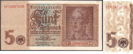 5 Reichsmark 1.8.1942. Mit Kopfstehender Wertzahl Im Wasserzeichen. III. Rosenberg 179 Fa. Grabowski. DEU-220 Anm. Pick  - Other & Unclassified