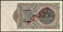 Badische Banknote, 50 Reichsmark 11.10.1924. Einseitiger Probedruck Der Rs. Mit Schrägem Roten Überdruck „MUSTER“ Und Pe - Other & Unclassified