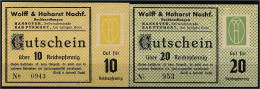Fa. Wolff & Hohorst, 2 Gutscheine Zu 10 U. 20 Reichspfennig O.D. I- Schöne 3511 U. 3512. - [11] Local Banknote Issues