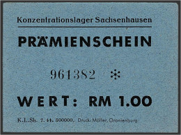 Konzentrationslager, Prämienschein, 1 RM. O.D. (07/1944). Druckvermerk K. L. Sh. 7. 44. 500000., Drfa. Gerade. I- Grabow - [11] Local Banknote Issues