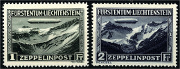 1 Fr. + 2 Fr. Liechtensteinfahrt Des Luftschiffs (Zeppeline) 1931, Kpl. Satz In Postfrischer Luxuserhaltung. Mi. 650,-€  - Other & Unclassified