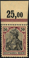 50 Pf. Freimarken (Germania III) 1905/13, Postfrisches Oberrandstück In Luxuserhaltung. Fotoattest Jäschke-Lantelme BPP. - Other & Unclassified