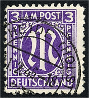 3 Pf. AM-Post 1945, Sauber Gestempelt, Farbe ,,b". Kurzbefund Schlegel BPP >einwandfrei<. Mi. 120,-€ Michel 17 BCz - Other & Unclassified