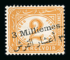 Delcampe - 1907ca. Essay Of Surcharge "3 Millièmes." On 2pi Postage Due, Mint N.h., Small Wrinkle At Lower Right, Fine And Scarce;  - 1866-1914 Khedivato Di Egitto