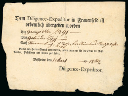 Delcampe - 1802, Postschein Des « Diligence-Expeditor » Von Frauenfeld (Thurgau). Eine Postgeschichtliche Seltenheit. - ...-1845 Prefilatelia