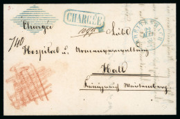 Delcampe - 1853, Eingeschriebener Faltbrief Von Breitenbach Nach Hall (Württemberg), Vorderseitig Blauer Eingefasster CHARGEE Stemp - ...-1845 Prefilatelia