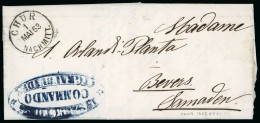 Delcampe - 1863, Brief Von Chur Nach Samedan, Mit Abgangsstempel « CHUR 1 MAI 63 NACHMITT. », Und Seltenem Portofreiheitsstempel « - ...-1845 Prefilatelia